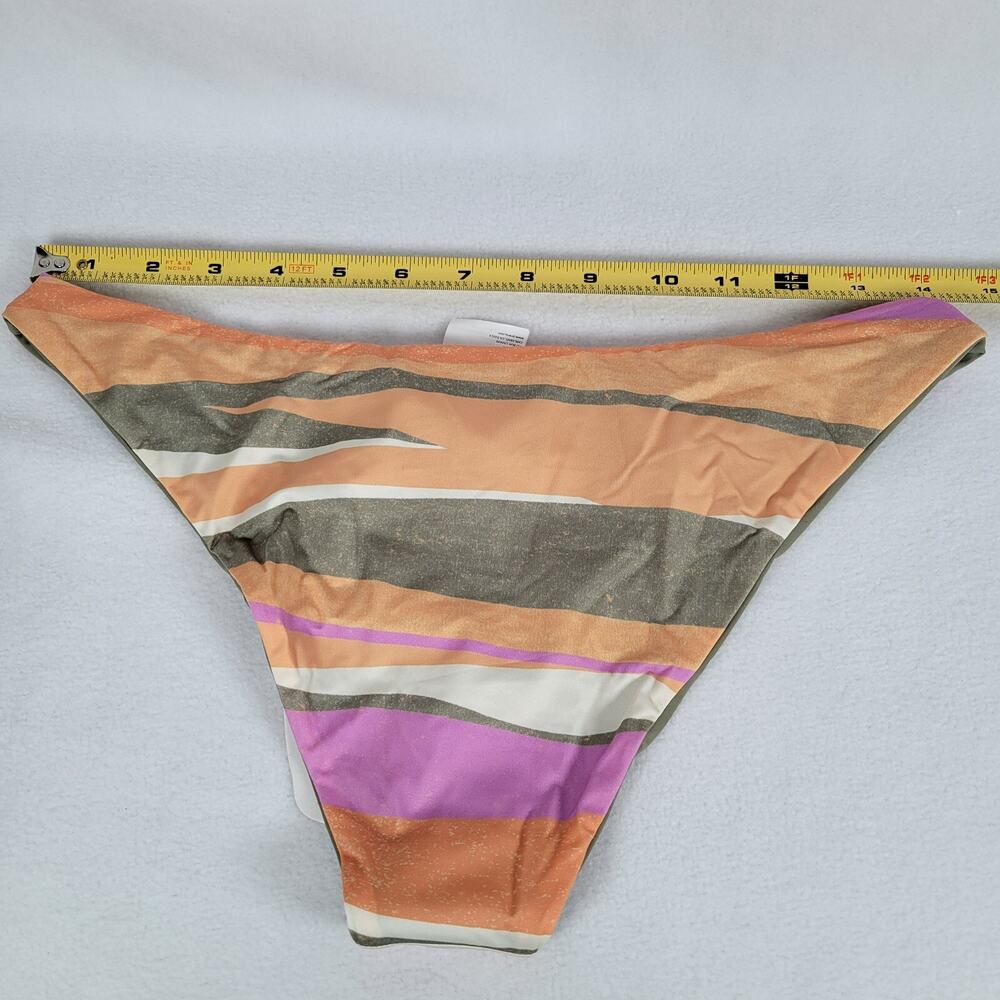 Prana Womens Elina Stripe Reversible Swim Bikini Bottom Size Small Orange Hi-Cut - Picture 7 of 10